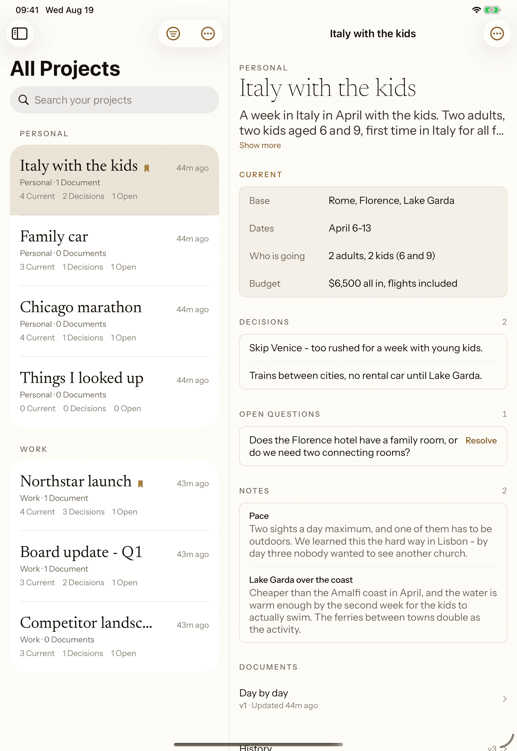 Giraffe on iPad — split view
