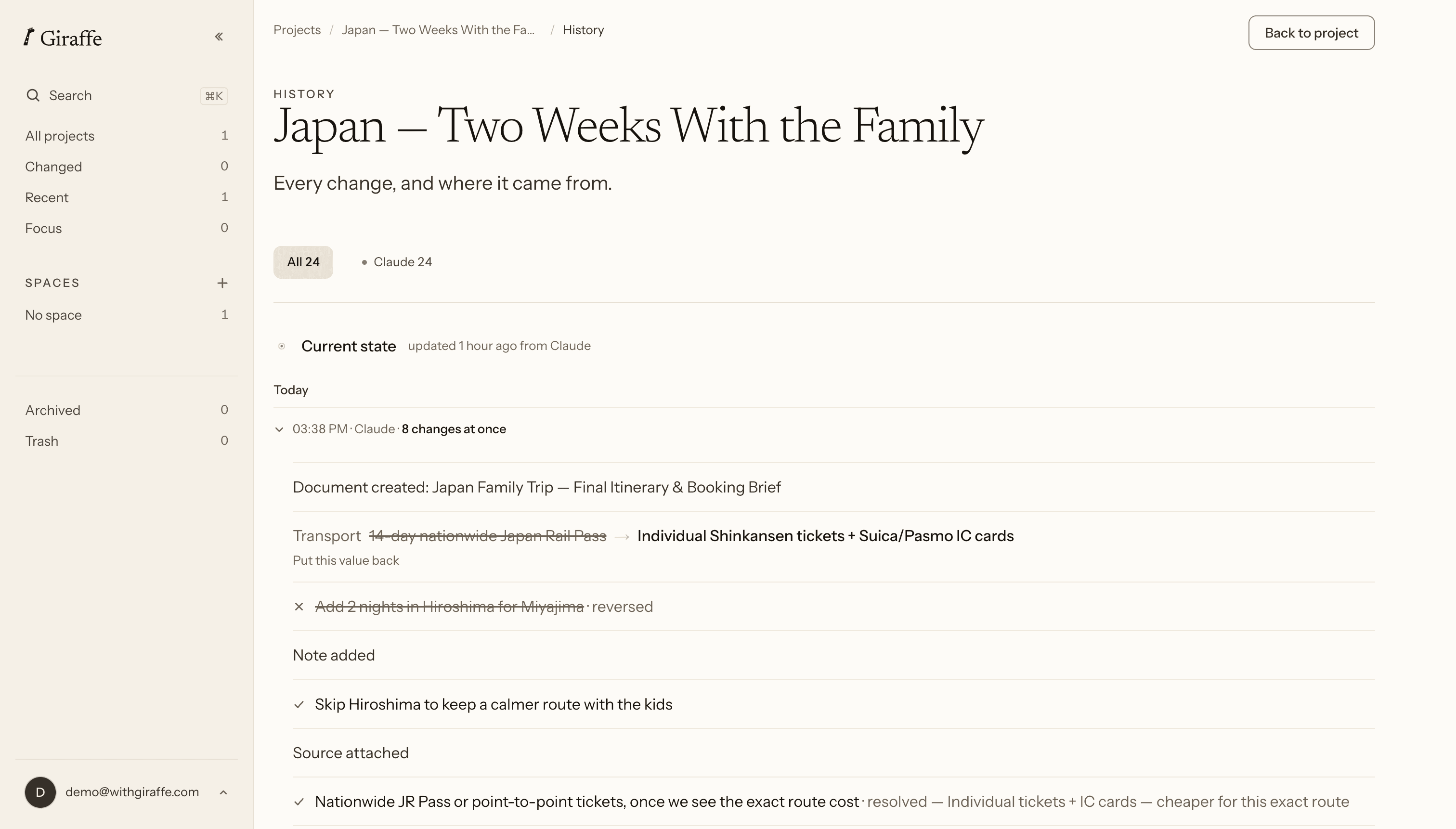 Giraffe on the web — a project's history